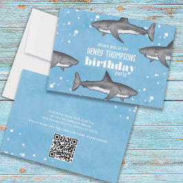 Invitación Diversión de cumpleaños Océano sinusal tiburones c