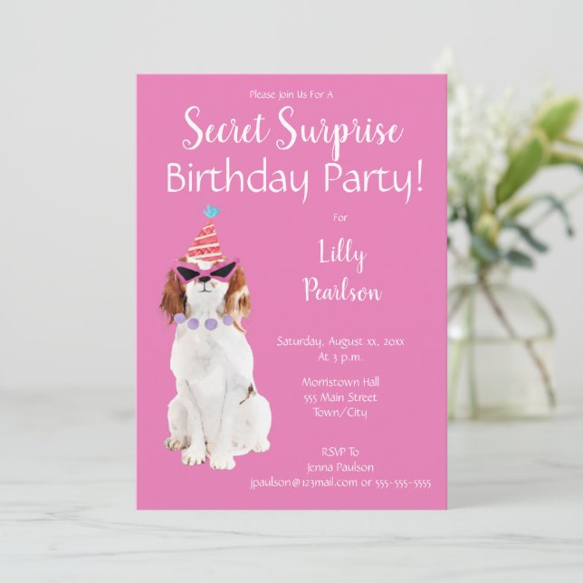 Invitación Diversión de cumpleaños sorpresa secreta graciosa (Anverso de pie)