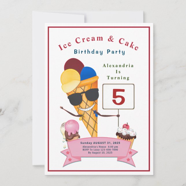 Invitación Diversión de fiesta de cumpleaños infantil (Anverso)