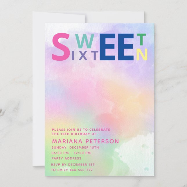 Invitación Diversión de Guay adolescente tipografía moderna d (Anverso)