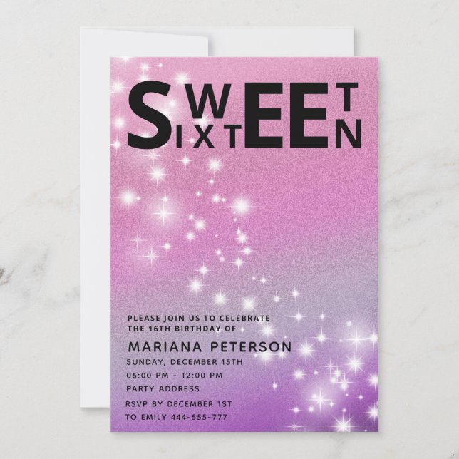 Invitación Diversión de Guay adolescente tipografía moderna d (Anverso)