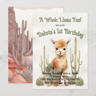 Invitación Diversión de Llama entera en un cumpleaños