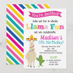 Invitación Diversión de Llama entera - Fiesta de cumpleaños d