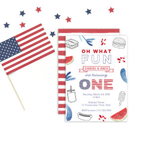 Invitación Diversión de los gemelos de ser la primera fiesta 