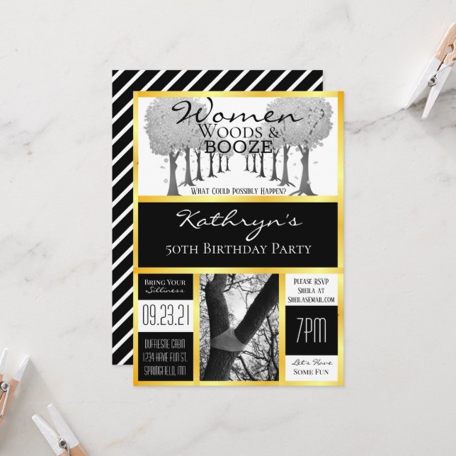 Invitación Diversión de mujer salvaje (Anverso/Reverso In Situ)