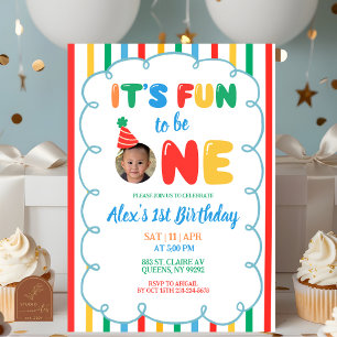 Invitación Diversión de Niño Colorido para Cumplir UN Años