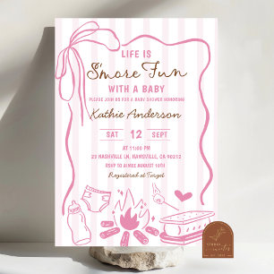 Invitación Diversión de Pink Smore con una ducha de bebé niña