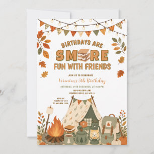 Invitación Diversión de S'more de Otoño con Amigos Cumpleaños