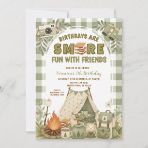 Invitación Diversión de S'more Verde con Amigos Cumpleaños de