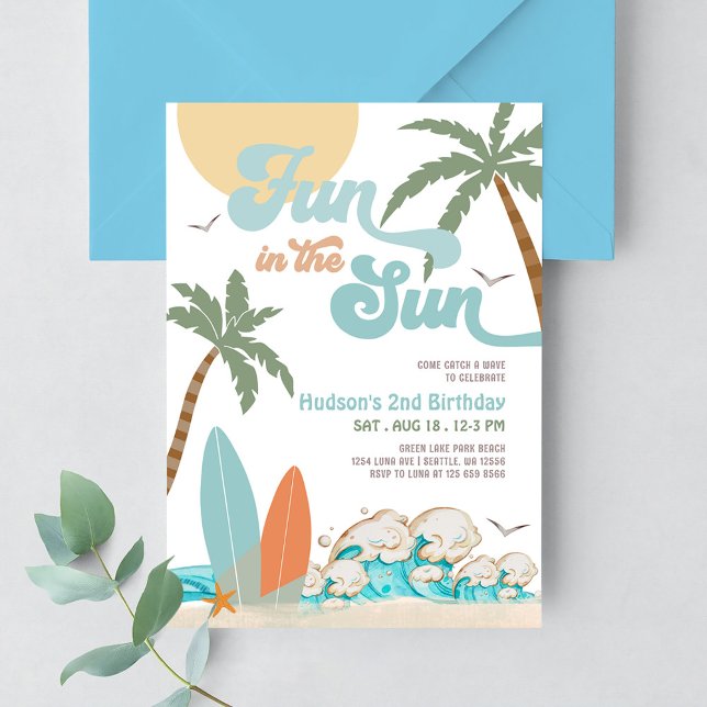Invitación Diversión de surf en el sol cumpleaños fiesta de p (Subido por el creador)