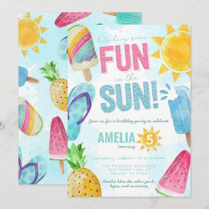 Invitación Diversión de verano suave en el Fiesta de la pisci