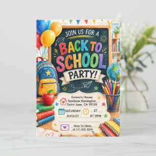 Invitación Diversión de Vuelta a Clases Fiesta en el Salón de