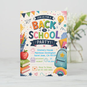 Invitación Diversión de vuelta al cole en la fiesta de clase