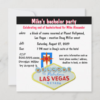 Invitación Diversión Despedida de Soltero en Las Vegas