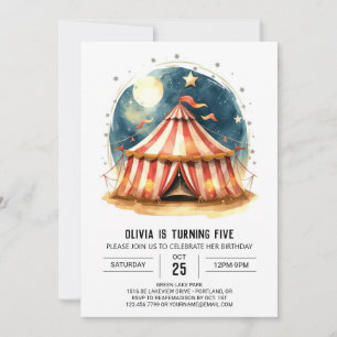 Invitación Diversión Editable Tent Circus Cumpleaños