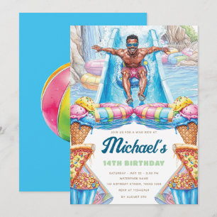 Invitación Diversión en el parque acuático Cumpleaños de adol