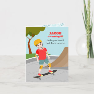 Invitación Diversión en el parque de skate cumpleaños niño
