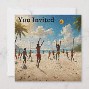 Invitación Diversión En El Pintado Del Aceite De Voleibol De 
