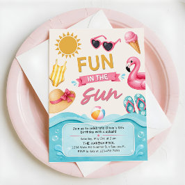Invitación Diversión en el sol Cumpleaños de verano en la pis