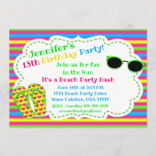Invitación Diversión En El Sol Flip Flop Gafas De Sol Bash De