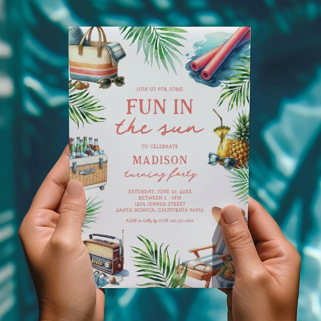 Invitación Diversión En El Sol Piscina Para Adultos Fiesta Cu (Subido por el creador)