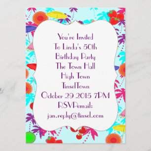 Invitación Diversión En El Tiempo Tropical Del Sol Invita