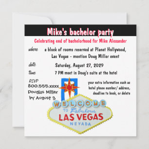 Invitación Diversión en la despedida de soltero de Las Vegas