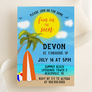 Invitación Diversión en la fiesta de cumpleaños de Sun Beach