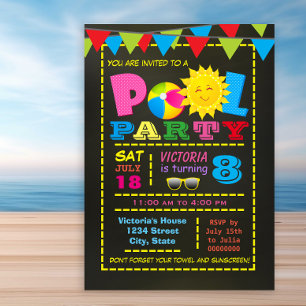 Invitación Diversión en la fiesta de piscina para chicas Fies