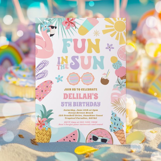 Invitación Diversión En La Fiesta Del Cumpleaños Del Sol Trop (Subido por el creador)