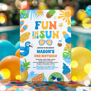 Invitación Diversión En La Fiesta Del Cumpleaños Del Sol Trop