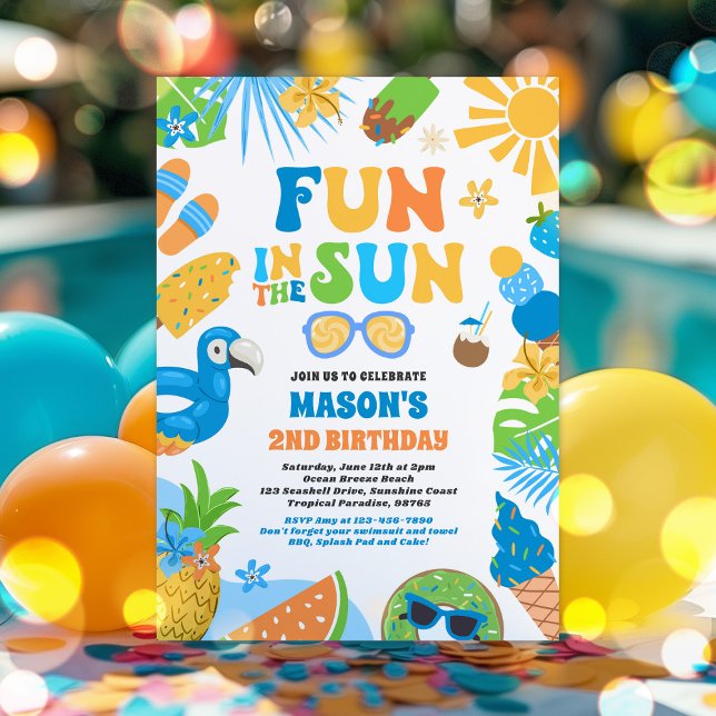 Invitación Diversión En La Fiesta Del Cumpleaños Del Sol Trop (Subido por el creador)