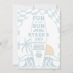 Invitación Diversión En La Fiesta Del Cumpleaños Del Surf Sun