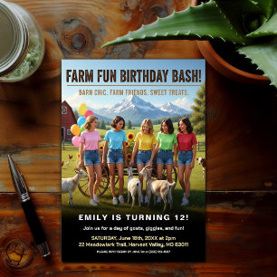 Invitación Diversión en la Granja Fiesta de Cumpleaños