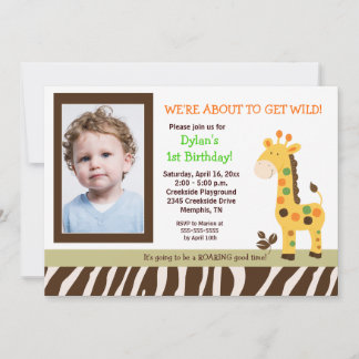 Invitación Diversión en la jungla jirafa *FOTO* Cumpleaños 5x