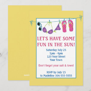 Invitación Diversión En La Piscina Del Sol Fiesta Cumpleaños