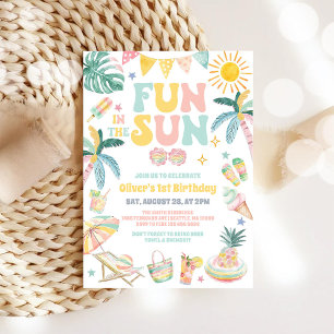 Invitación Diversión en la playa Fiesta de cumpleaños de vera