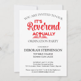 Invitación Diversión ES REVERENDO REALMENTE Fiesta de Ordenac