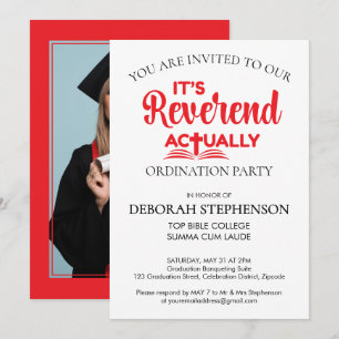 Invitación Diversión ES REVERENDO REALMENTE Fiesta de Ordenac