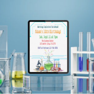 Invitación Diversión Explosiva Laboratorio de Ciencia Cumplea