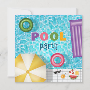 Invitación Diversión Fiesta de Cumpleaños en la Piscina de Ve