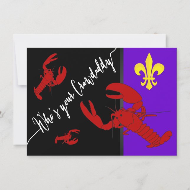 Invitación Diversión Fleur De Lis Hervido de Cangrejos de Río (Anverso)