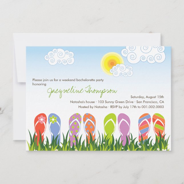 Invitación Diversión linda de los flips-flopes en el fiesta (Anverso)
