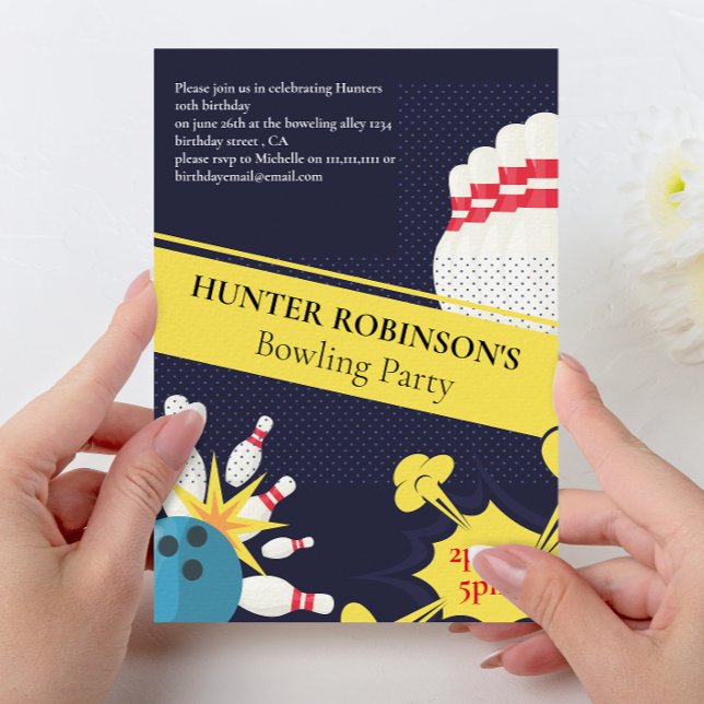 Invitación Diversión moderna Bolos fiesta infantil  (Subido por el creador)