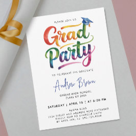 Invitación Diversión Moderna Colorida Fiesta de Graduación Le