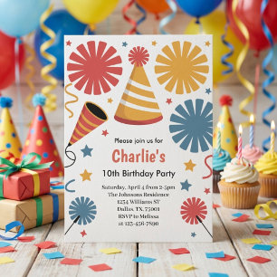 Invitación Diversión moderna con confeti de cumpleaños