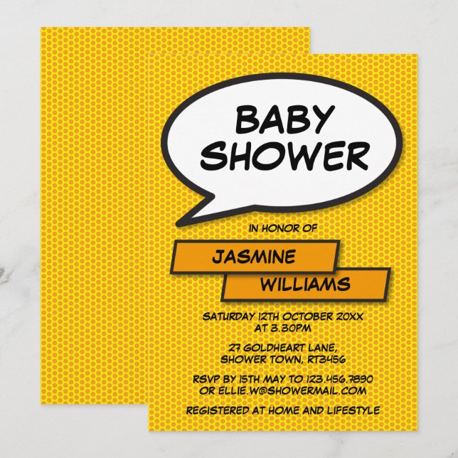 Invitación Diversión moderna de baby shower neutral en cuanto (Anverso / Reverso)