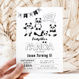 Invitación Diversión moderna 'Fiesta como una panda' Cumpleañ