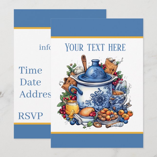 Invitación Diversión para cualquier propósito fiesta de potlu (Anverso / Reverso)