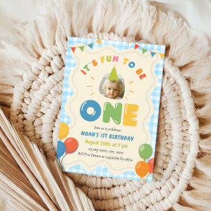 Invitación Diversión para ser Cumpleaños número 1 Foto de cua